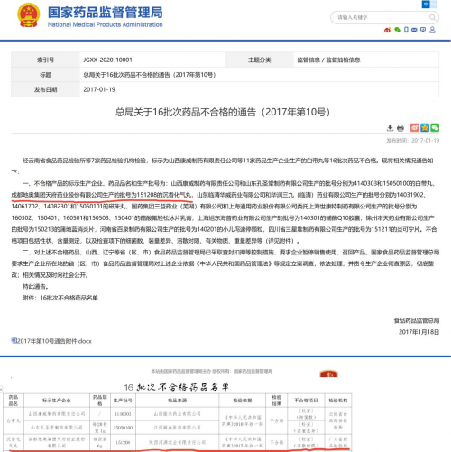 “成都地奥”药品不合格上黑榜 被各级政府网通报曝光