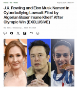 拿下奥运会金牌 性别争议拳手起诉马斯克和JK罗琳